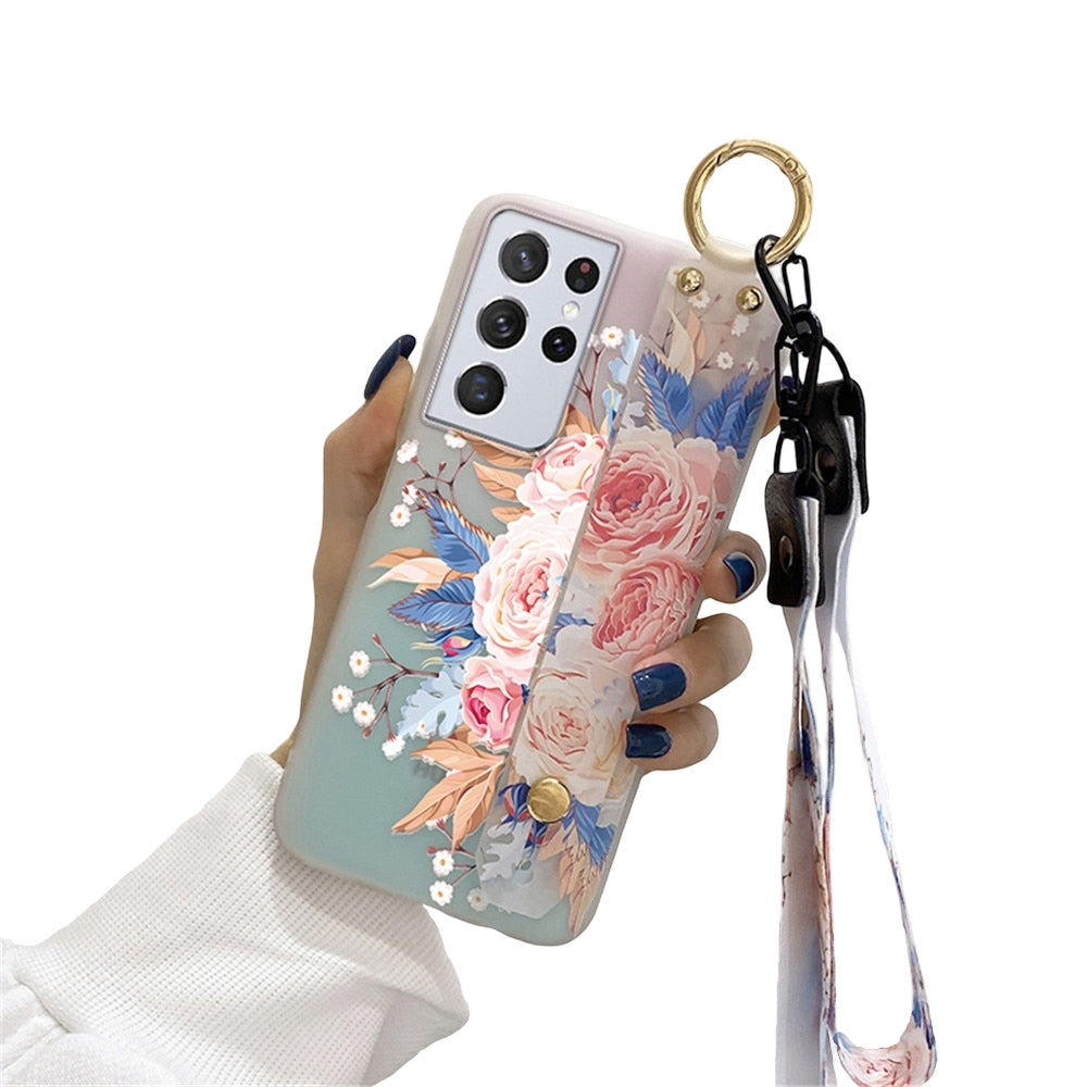 Anymob Samsung Multicolored Rose Soft Silicone Case Flowers Neck Lanyard Wristband Holder Cover-Mobile Phone Cases-PEROZ Accessories