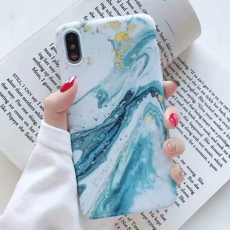 Anymob Samsung White Blue Marble Flower Case Back Cover Art Leaf Silicone Phone Protection-Mobile Phone Cases-PEROZ Accessories
