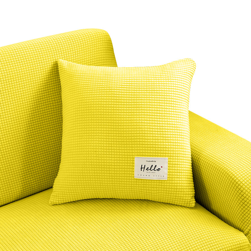 Anyhouz Pillowcase 45X45Cm Yellow Polyester Thick Stretchable Cushion For Living Room-Slipcovers-PEROZ Accessories