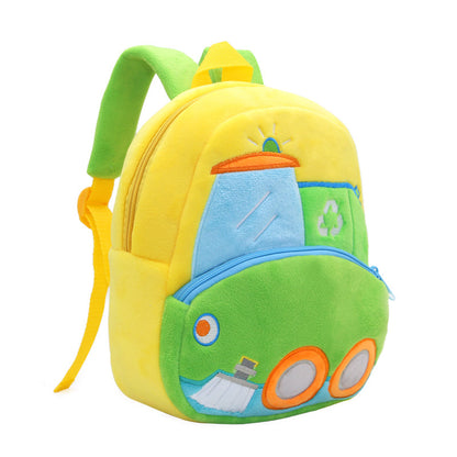 Anykidz 3D Green Sanitation Vehicle Kids School Backpack Cute Cartoon Animal Style Children Toddler Plush Bag Perfect Accessories For Boys and Girls-Backpacks-PEROZ Accessories