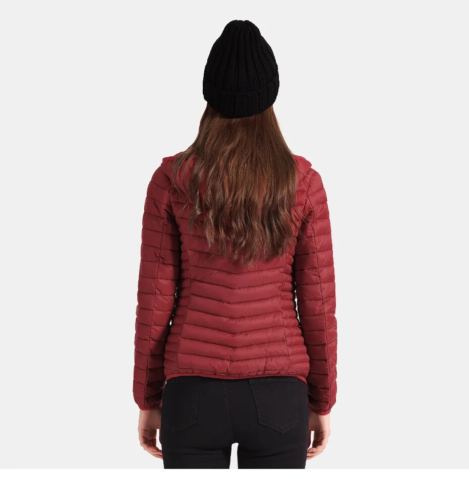 Anychic Womens Padded Puffer Jacket 4XL Pink Solid Lightweight Warm Outdoor Parka Clothing With Detachable Hood-Coats &amp; Jackets-PEROZ Accessories