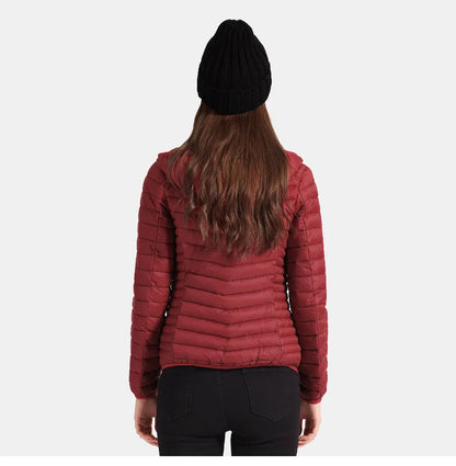 Anychic Womens Padded Puffer Jacket 4XL Pink Solid Lightweight Warm Outdoor Parka Clothing With Detachable Hood-Coats &amp; Jackets-PEROZ Accessories