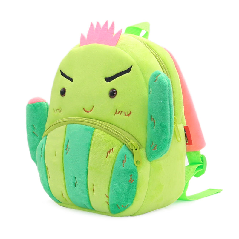 Anykidz 3D Green Cactus Kids School Backpack Cute Cartoon Animal Style Children Toddler Plush Bag Perfect Accessories For Boys and Girls-Backpacks-PEROZ Accessories