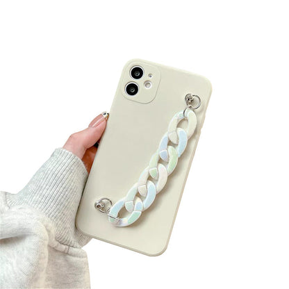 Anymob iPhone Phone Case White Wrist Chain Strap Soft Silicone Mobile Cover iPhone 13 12 11 Pro Max Mini XR XS 7 8 6 6S Plus SE 2020 Compatible-Mobile Phone Cases-PEROZ Accessories