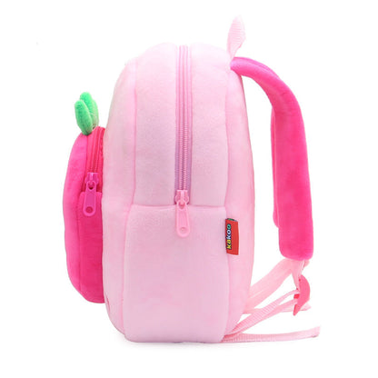 Anykidz 3D Pink Strawberry Kids School Backpack Cute Cartoon Animal Style Children Toddler Plush Bag Perfect Accessories For Boys and Girls-Backpacks-PEROZ Accessories