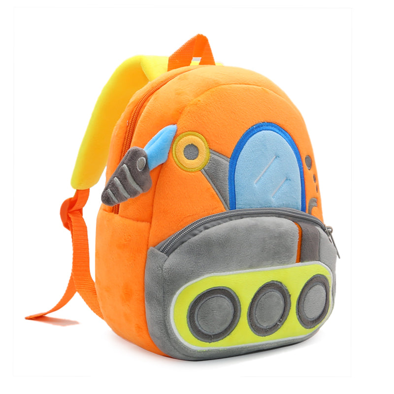 Anykidz 3D Orange Drill Carriage Backpack Cute Vehicle With Cartoon Designs Children Toddler Plush Bag-Backpacks-PEROZ Accessories