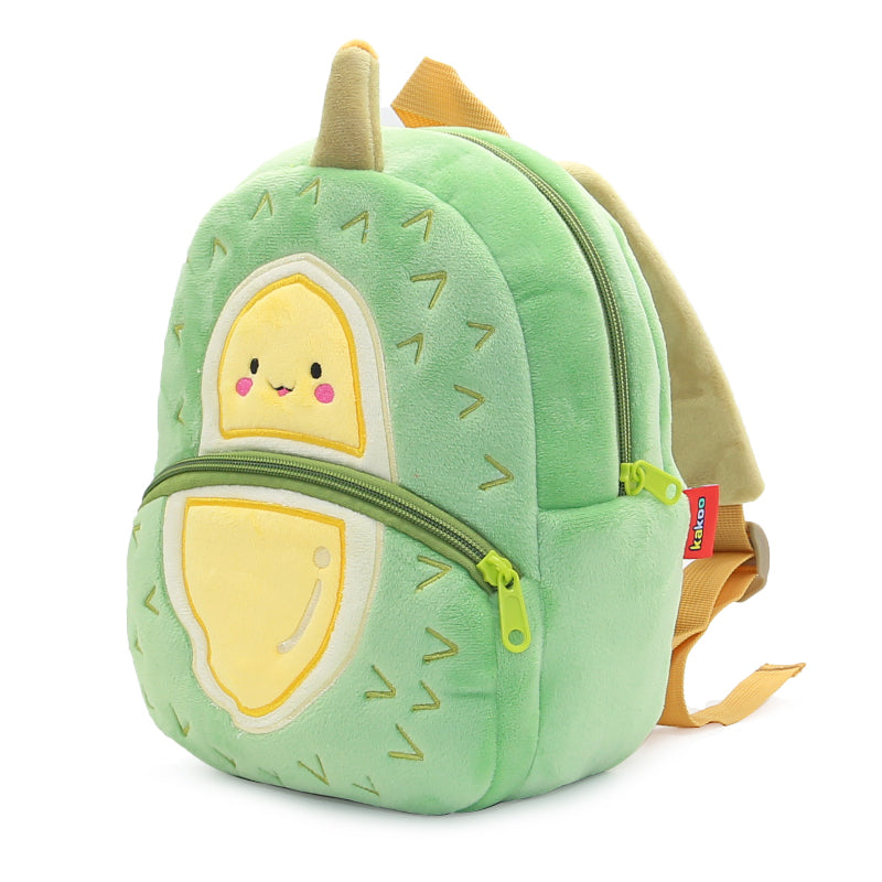 Anykidz 3D Green Durian School Backpack Cute Fruit With Cartoon Designs Children Toddler Plush Bag For Baby Girls and Boys-Backpacks-PEROZ Accessories