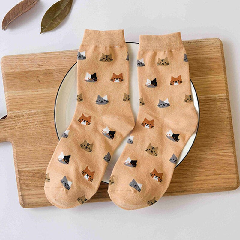 Anysox 5 Pairs Size 5-9 Fashion Socks Thick Warm Cotton Cute Cartoon Cat Animal Ankle Short Casual for Ladies Girls Christmas Gifts Orange-Socks-PEROZ Accessories
