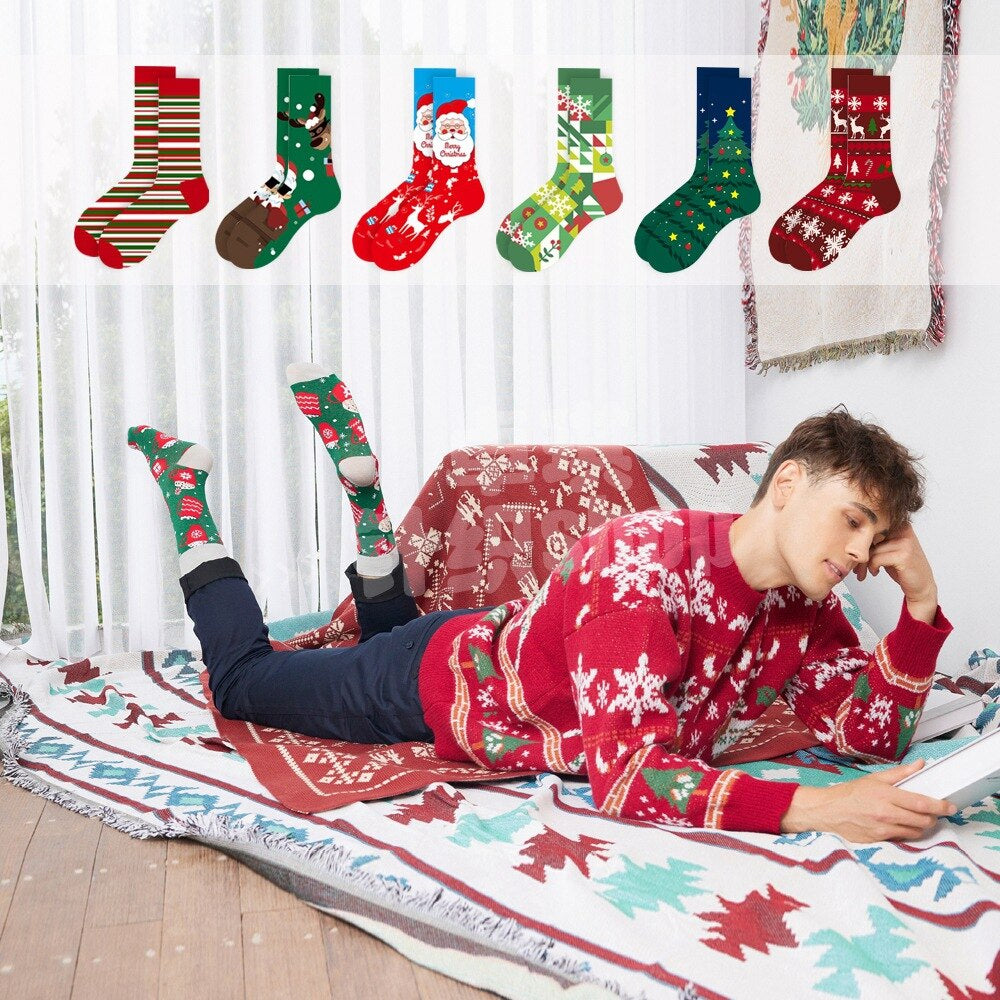 Anysox 5 Pairs Red White Size 5-13 Socks Crystal Silk Tide Winter Holiday Design Plus Snowflake Stocking Comfortable To Wear Perfect For Women-Socks-PEROZ Accessories