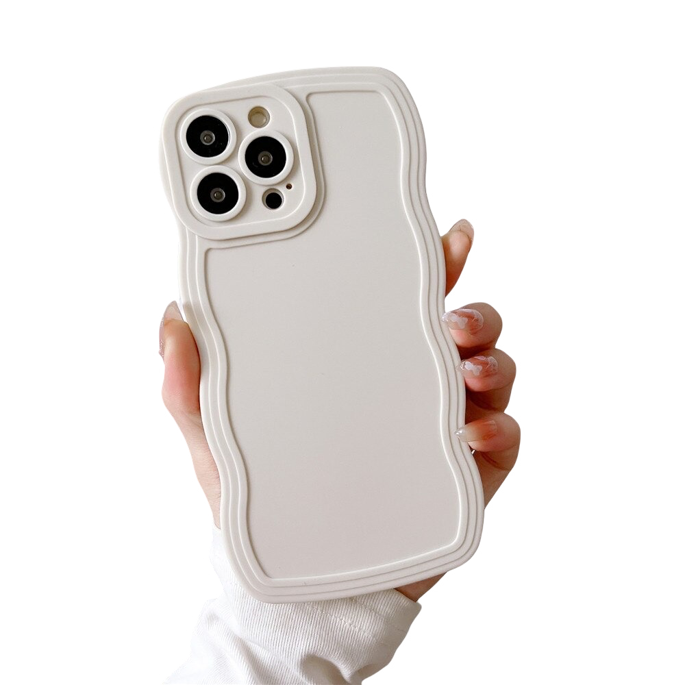 Anymob iPhone White Cute Wavy Fashionable Edge Silicone Phone Case For IOS Protective Soft Cover Compatible-Mobile Phone Cases-PEROZ Accessories