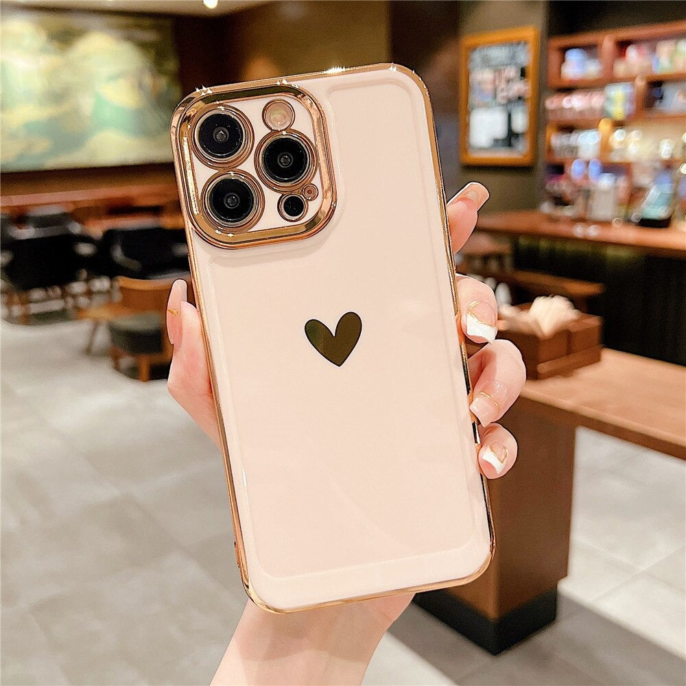 Anymob iPhone Case Pink Love Heart Space Soft Silicon Phone Cases Cover For iPhone Compatible-Mobile Phone Cases-PEROZ Accessories
