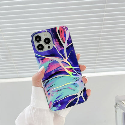 Anymob iPhone Laser Gradient Marble Soft Silicone Purple Blue Phone Case With Anti-Fingerprint Anti-Scratch Dustproof Non-SlipPhone iPhone Compatible-Mobile Phone Cases-PEROZ Accessories
