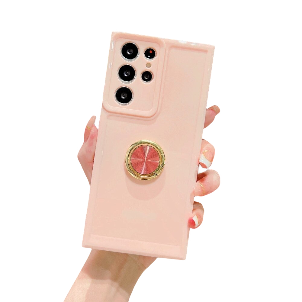 Anymob Samsung Case Pink Plating Ring Holder Stand Phone Soft Silicone Candy Color Space Shell Shockproof Back Cover For Samsung-Mobile Phone Cases-PEROZ Accessories