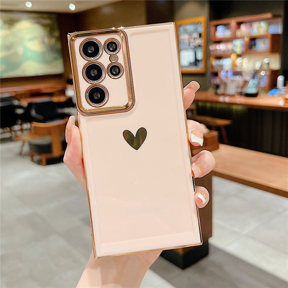 Anymob Samsung Pink Soft Silicone Phone Case Space Love Heart For Samsung Cover Compatible-Mobile Phone Cases-PEROZ Accessories