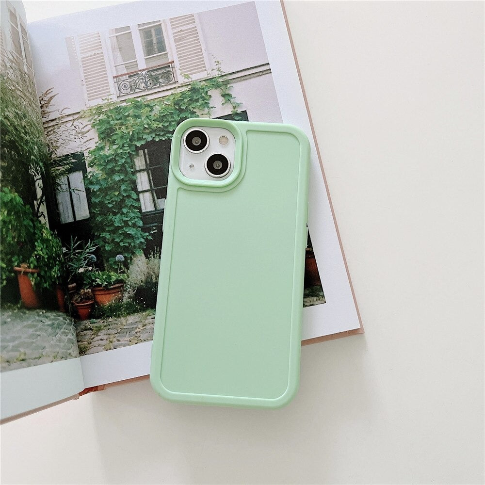Anymob iPhone Case Turquoise Solid Candy Color Soft Silicone Bumper Shockproof Cover iPhone 13 11 12 Pro Max XR XS Max X Compatible-Mobile Phone Cases-PEROZ Accessories