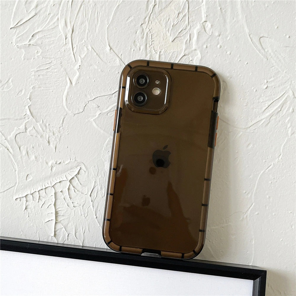 Anymob iPhone Case Brown Transparent Luminous Shockproof Soft Silicone Air Buffer Mobile Cover iPhone 11 12 13 Pro Max 13Pro X XR XS Compatible-Mobile Phone Cases-PEROZ Accessories