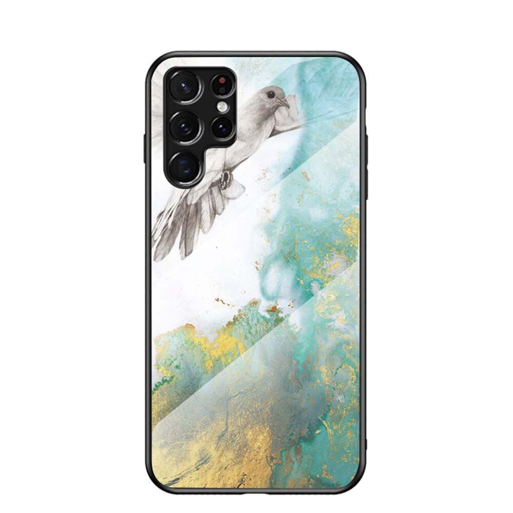 Anymob Samsung Dove And Dove And Green Gold Marble Pattern Case Shockproof Glass Phone Cover-Mobile Phone Cases-PEROZ Accessories