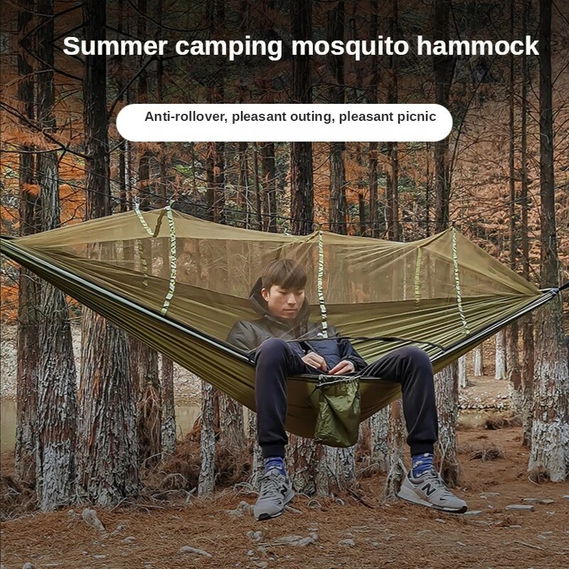 Anypack Camping Swing Chair Army Green Outdoor Mosquito Net Hammock Anti-Mosquito Nylon Parachute Cloth Indoor Swing Chair Portable Camping Supplies-Camping Essentials-PEROZ Accessories