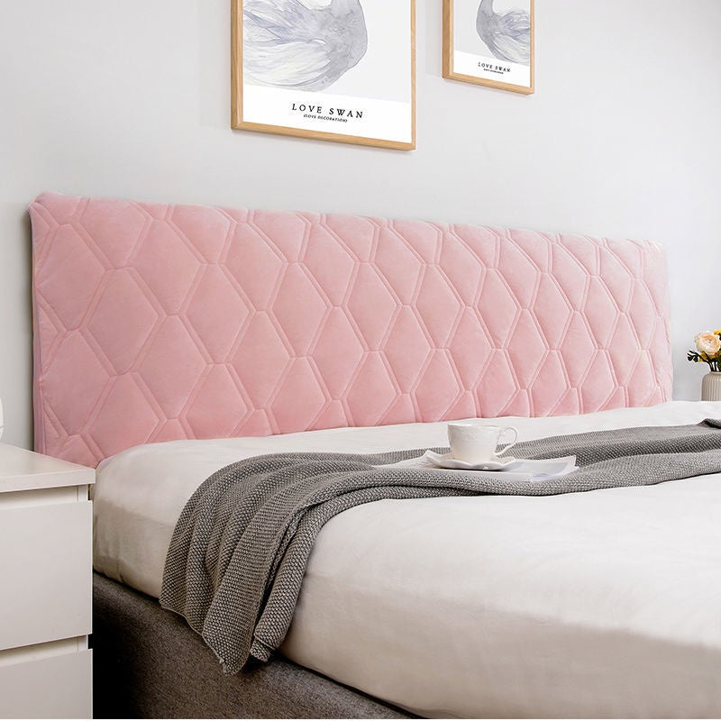 Anyhouz Headboard Cover Pink Zigzag Pattern Super Soft Smooth Quilted Velvet Bed Back Dust Protector Cover 100x70cm-Bed Headboard-PEROZ Accessories