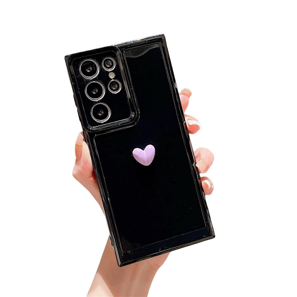 Anymob Samsung Black With Violet Cute 3D Love Heart Case Shockproof Soft Silicone Phone Back Cover-Mobile Phone Cases-PEROZ Accessories