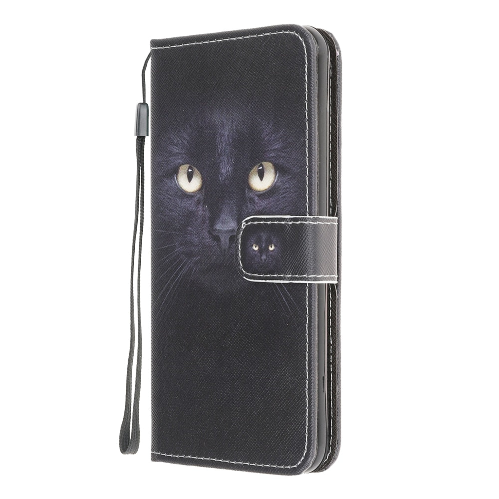 Anymob iPhone Case Black Cat Leather Flip Wallet Cartoon Stand Phone Cases Cover-Mobile Phone Cases-PEROZ Accessories