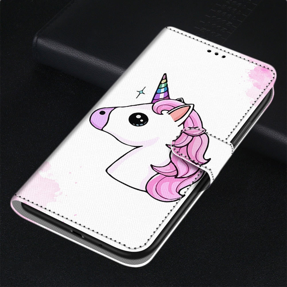 Anymob Samsung Case White Unicorn Painted Magnetic Flip Leather Card slot Wallet Book Style Cover-Mobile Phone Cases-PEROZ Accessories