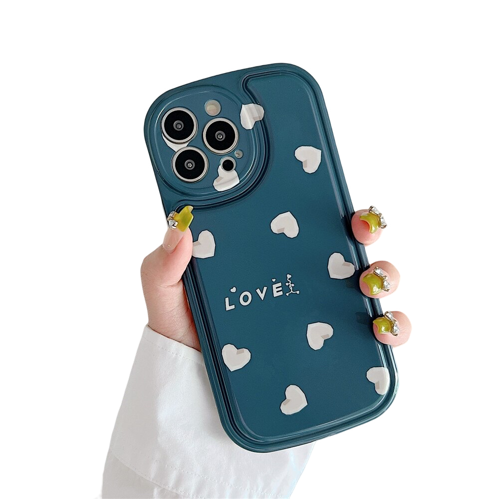 Anymob iPhone Case Dark Blue Love Heart Phone Soft Silicone Shockproof Camera Protection Bumper Cover-PEROZ Accessories