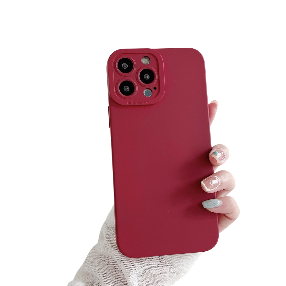 Anymob iPhone Case Maroon Luxury Soft Liquid Silicone Lens Protection Shockproof Bumper Back Cover-Mobile Phone Cases-PEROZ Accessories