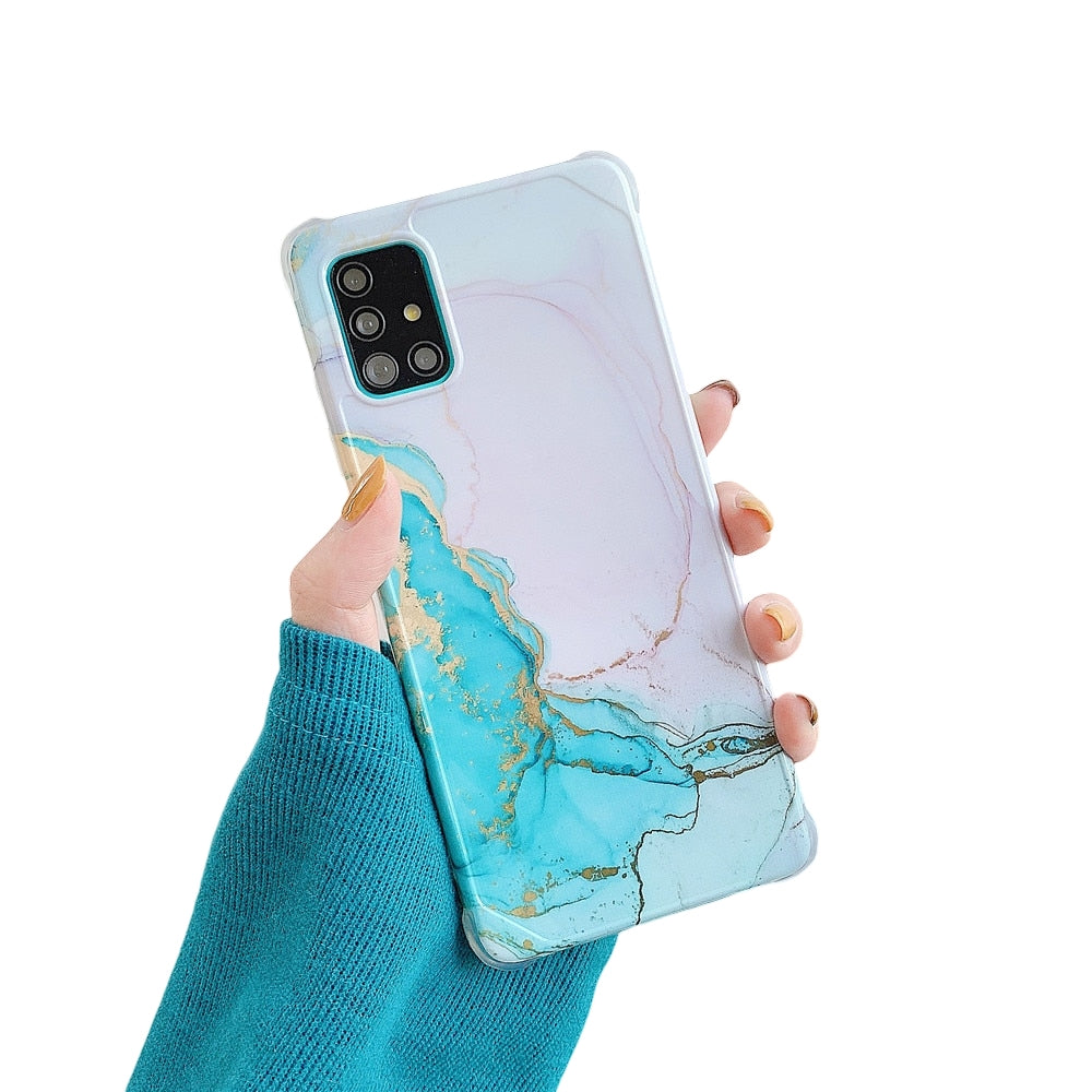 Anymob Samsung Gradient Ocean Blue Marble Phone Case Silicone Shockproof Cover-Mobile Phone Cases-PEROZ Accessories