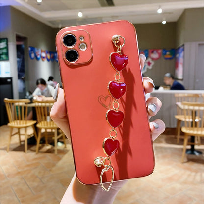 Anymob iPhone Case Red Soft Electroplated Love Heart Bracelet Silicon Bumper Back Cover-Mobile Phone Cases-PEROZ Accessories