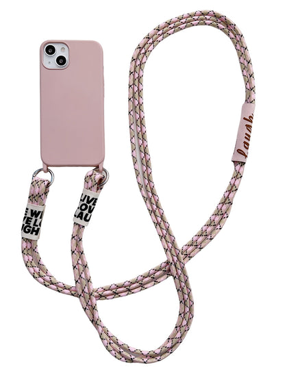 Anymob iPhone Peach Crossbody Lanyard Neck Strap Cord Case Matte Soft Silicone Cover-Mobile Phone Cases-PEROZ Accessories