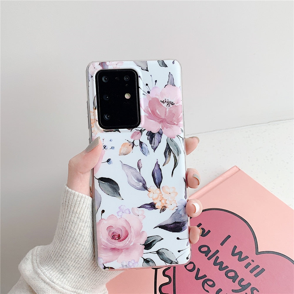Anymob Samsung Case Purple Art Leaf Flower Silicon Without Holder Stand Phone Cover-Mobile Phone Cases-PEROZ Accessories