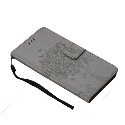 Anymob Samsung Gray Tree Cat Leather Flip Case Wallet Phone Cover Protection-Mobile Phone Cases-PEROZ Accessories