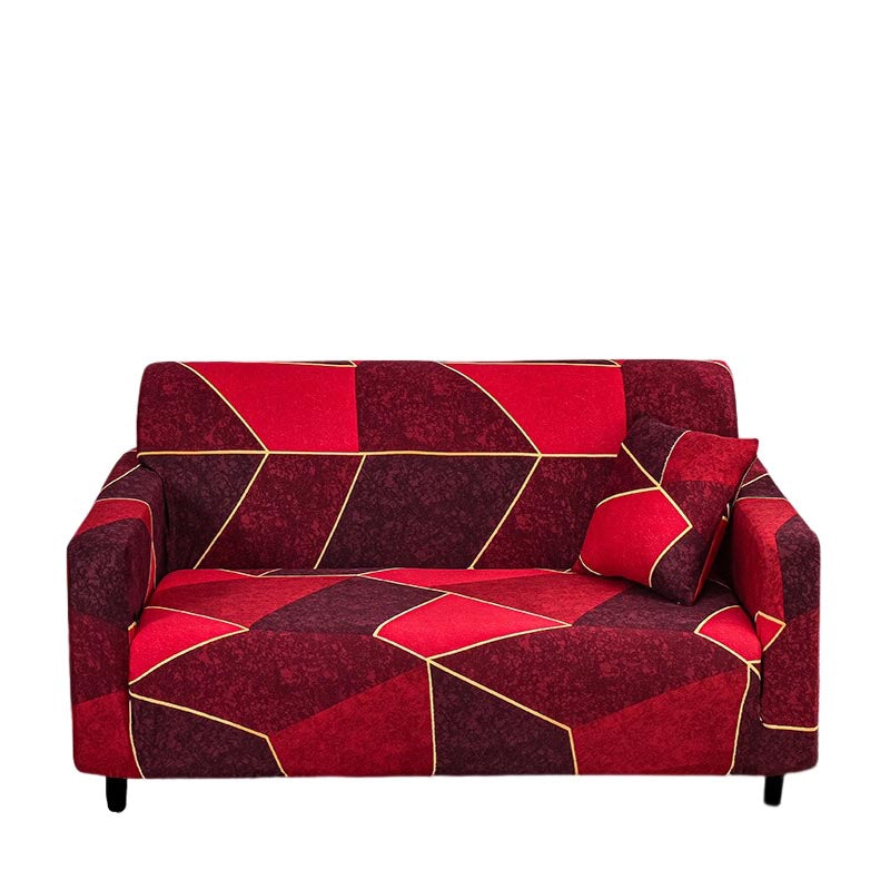 Anyhouz 3 Seater Sofa Cover Red Geometric Style and Protection For Living Room Sofa Chair Elastic Stretchable Slipcover-Slipcovers-PEROZ Accessories