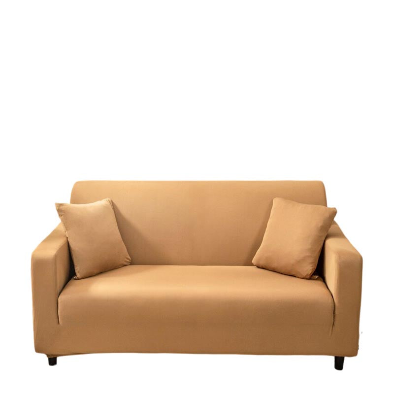 Anyhouz 3 Seater Sofa Cover Plain Caramel Style and Protection For Living Room Sofa Chair Elastic Stretchable Slipcover-Slipcovers-PEROZ Accessories