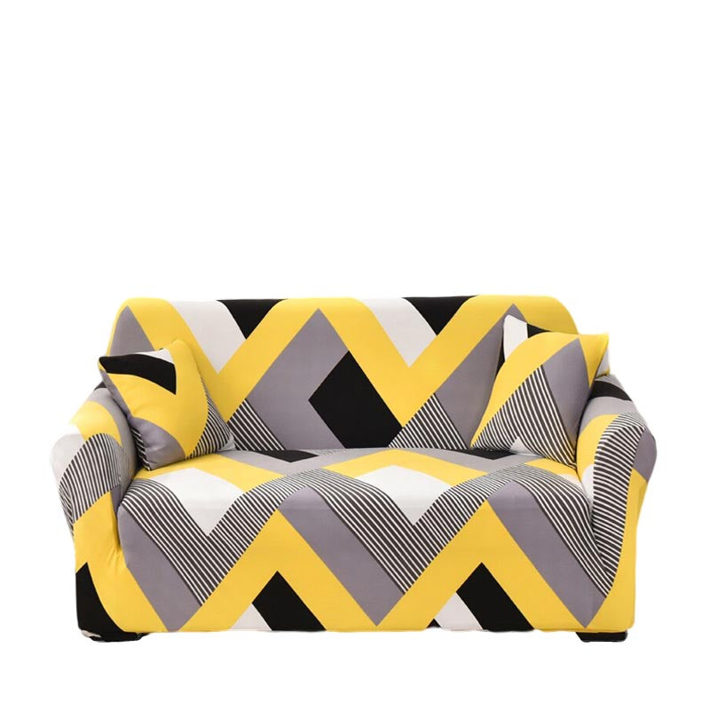 Anyhouz 3 Seater Sofa Cover Yellow Wave Style and Protection For Living Room Sofa Chair Elastic Stretchable Slipcover-Slipcovers-PEROZ Accessories