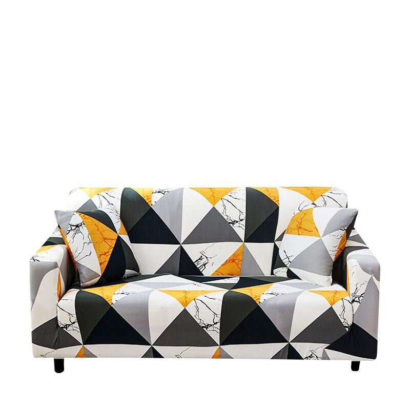 Anyhouz 3 Seater Sofa Cover Yellow White Geometric Style and Protection For Living Room Sofa Chair Elastic Stretchable Slipcover-Slipcovers-PEROZ Accessories