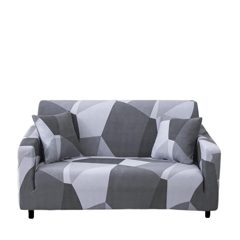 Anyhouz 3 Seater Sofa Cover White Gray Geometric Style and Protection For Living Room Sofa Chair Elastic Stretchable Slipcover-Slipcovers-PEROZ Accessories