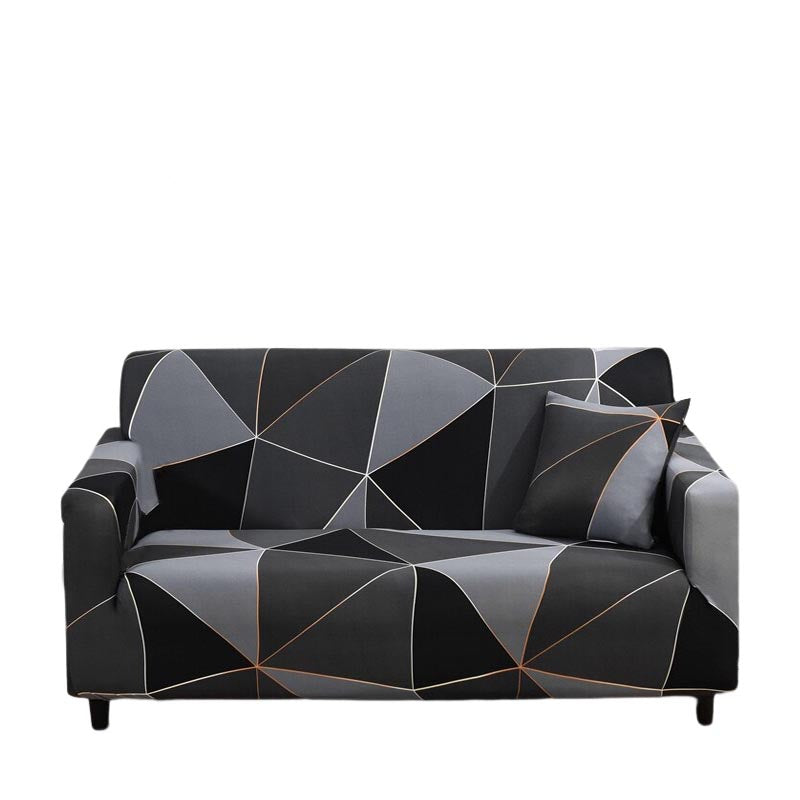 Anyhouz 3 Seater Sofa Cover Gray Triangular Geometric Style and Protection For Living Room Sofa Chair Elastic Stretchable Slipcover-Slipcovers-PEROZ Accessories