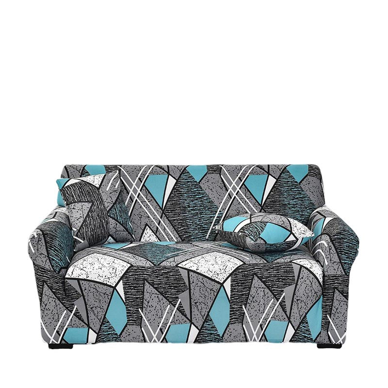 Anyhouz 3 Seater Sofa Cover Dark Grey Geometric Style and Protection For Living Room Sofa Chair Elastic Stretchable Slipcover-Slipcovers-PEROZ Accessories