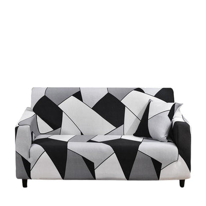 Anyhouz 3 Seater Sofa Cover Black White Geometric Style and Protection For Living Room Sofa Chair Elastic Stretchable Slipcover-Slipcovers-PEROZ Accessories