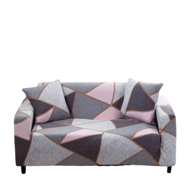 Anyhouz 3 Seater Sofa Cover Gray Pink Geometric Style and Protection For Living Room Sofa Chair Elastic Stretchable Slipcover-Slipcovers-PEROZ Accessories