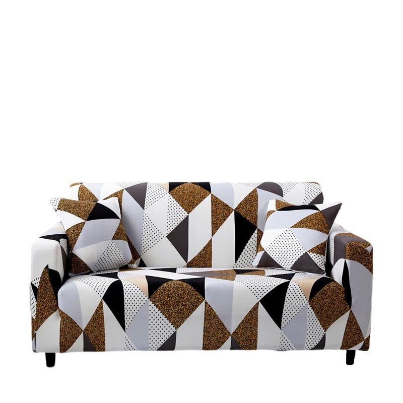 Anyhouz 3 Seater Sofa Cover Beige Geometric Style and Protection For Living Room Sofa Chair Elastic Stretchable Slipcover-Slipcovers-PEROZ Accessories