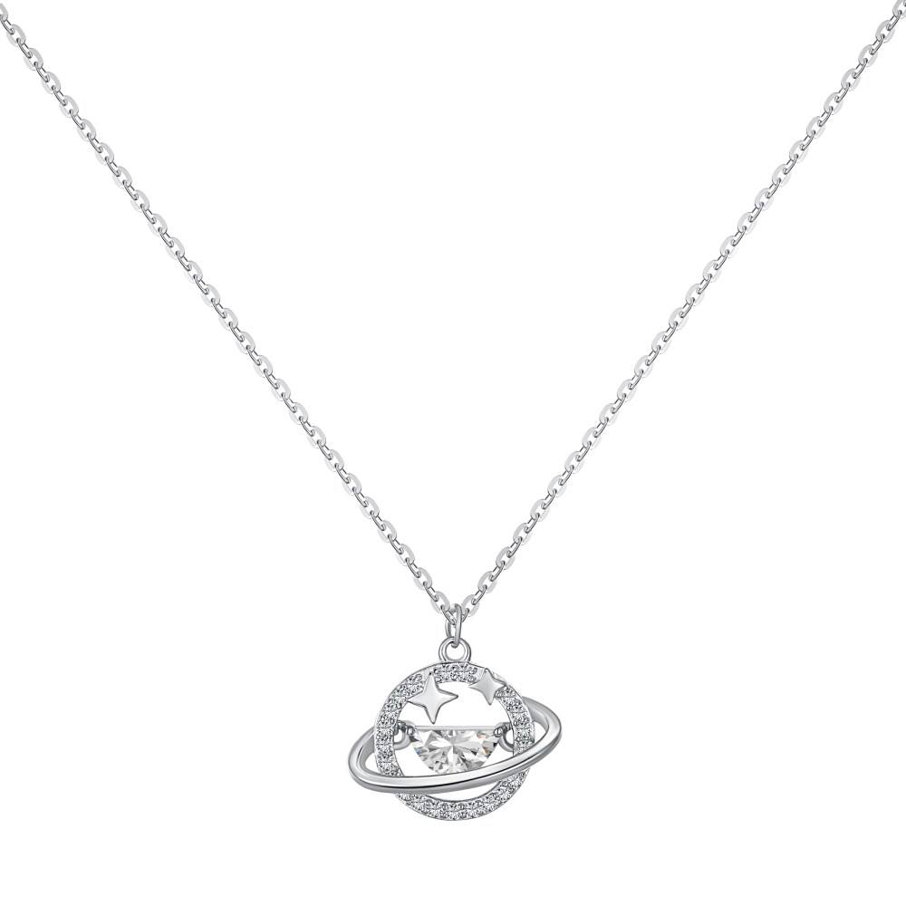 Anyco Necklace Silver Cubic Zirconia 18K Gold Plated Star Planet Pendant Necklace Charm Chain Choker Necklaces Jewelry For Women-Necklace-PEROZ Accessories