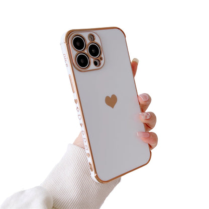 Anymob iPhone Case White Plating Love Heart Pattern Soft Silicon Phone Cover-Mobile Phone Cases-PEROZ Accessories