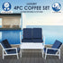 Milano 4pc Outdoor Furniture Lounge Patio Setting Coffee Table Chairs Garden Set-Outdoor Chairs & Lounges-PEROZ Accessories