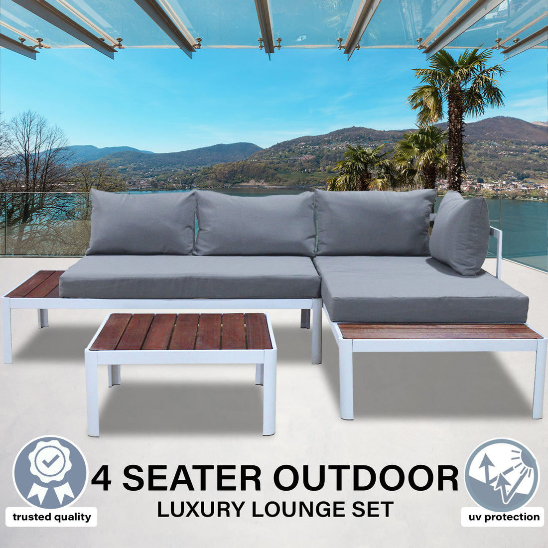 Milano 3pc Outdoor Furniture Lounge Sofa Set Poolside Deck Patio Setting Garden-Outdoor Chairs &amp; Lounges-PEROZ Accessories