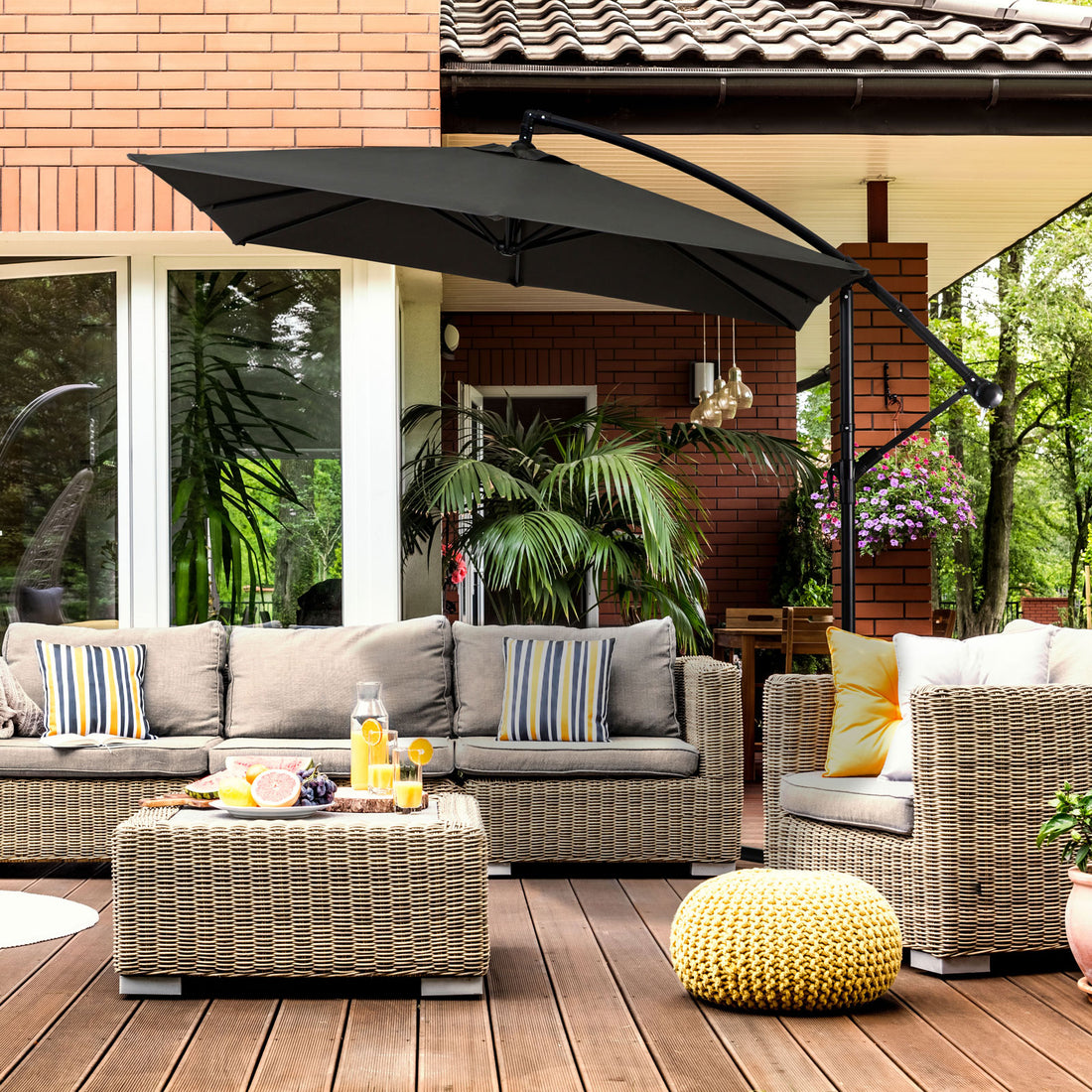 Milano 2.2M Outdoor Umbrella Cantilever Garden Deck Patio Shade Water-Resistant-Outdoor Umbrellas-PEROZ Accessories