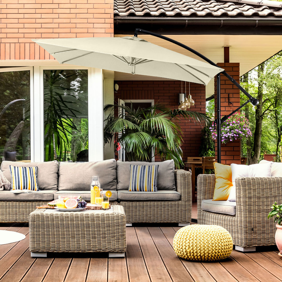 Milano 2.2M Outdoor Umbrella Cantilever Garden Deck Patio Shade Water-Resistant-Outdoor Umbrellas-PEROZ Accessories