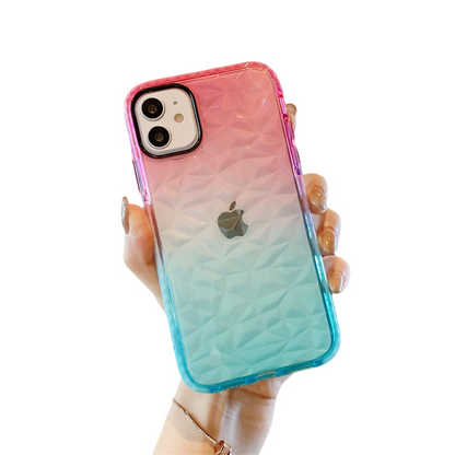 Anymob iPhone Case Red Transparent 3D Diamond Gradient Soft Silicon Back Cover-Mobile Phone Cases-PEROZ Accessories